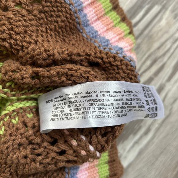Zara Knit Sweater Vest Multicolor Cotton Retro Stripe Indie Sleaze Y2K Small - Picture 4 of 6